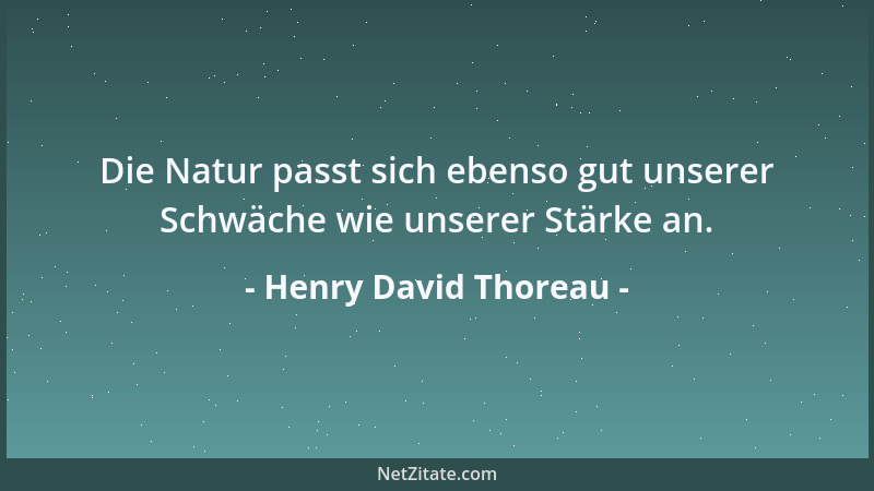 Henry David Thoreau - Die Natur passt sich ebenso gut unserer Schwäche wie unserer Stärke an....