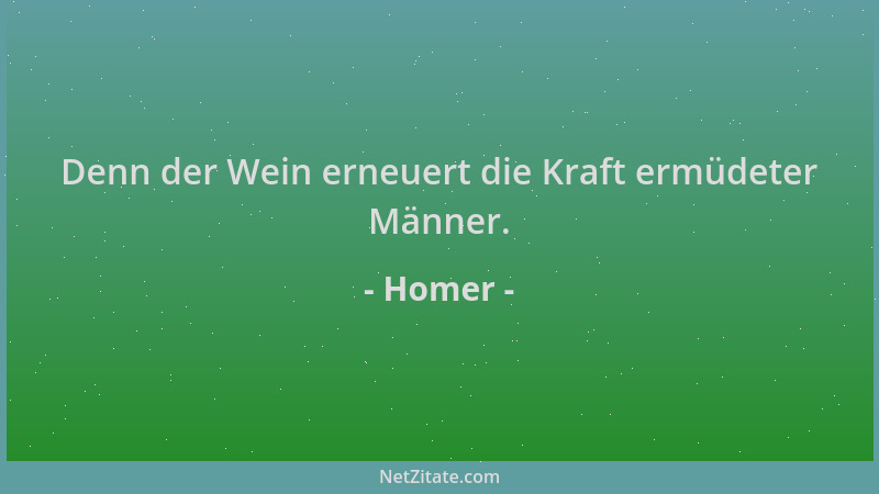 Homer - Denn der Wein erneuert die Kraft ermüdeter Männer....