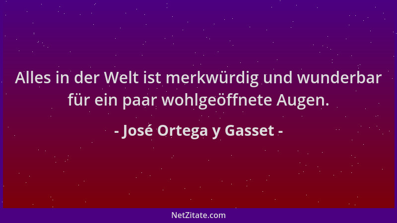 José Ortega y Gasset - Alles in der Welt ist merkwürdig und wunderbar für ein paar wohlgeöffnete Augen....