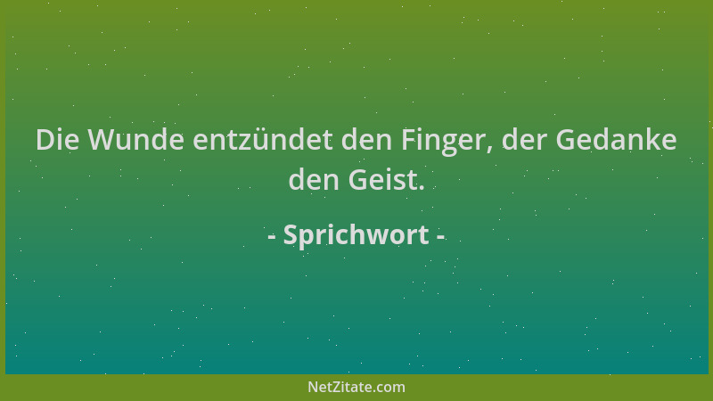 Sprichwort - Die Wunde entzündet den Finger, der Gedanke den Geist....