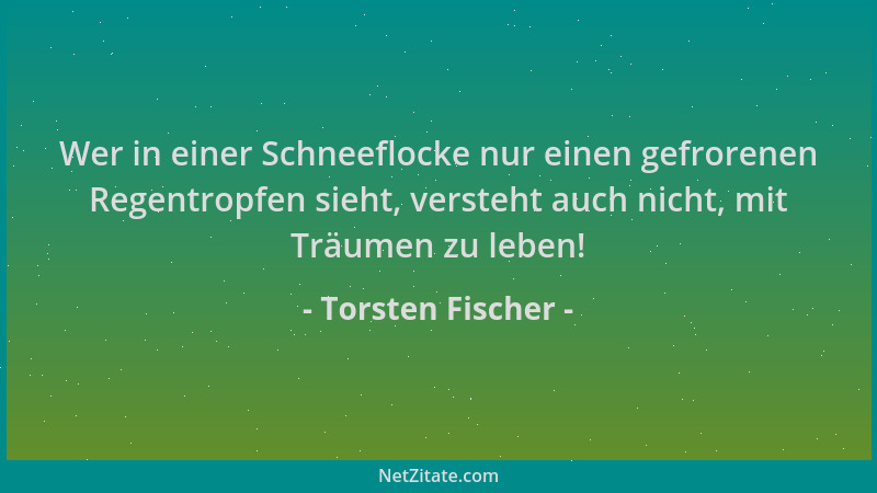 Torsten Fischer - Wer in einer Schneeflocke nur einen gefrorenen Regentropfen sieht, versteht auch nicht, mit Träumen zu le...