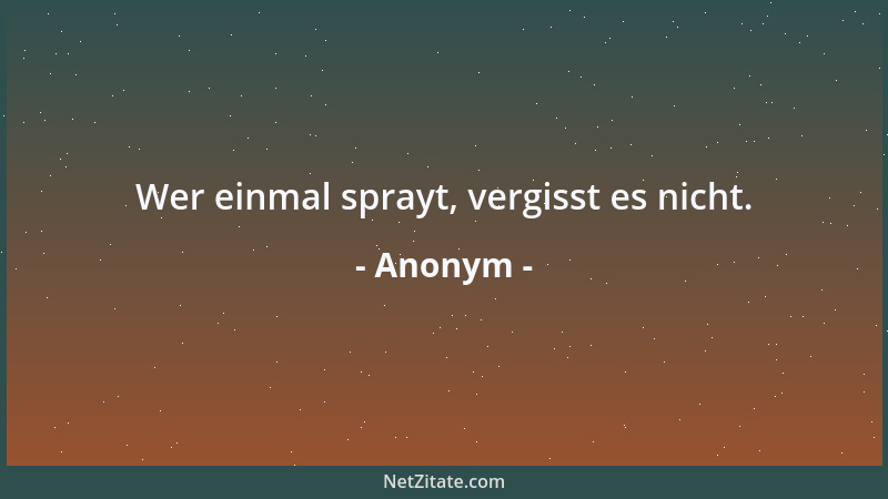 Anonym - Wer einmal sprayt, vergisst es nicht....