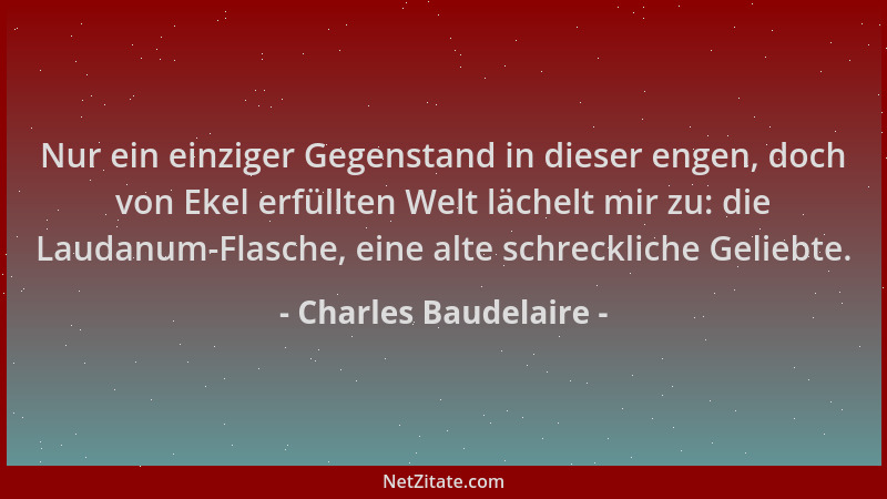 Charles Baudelaire - Nur ein einziger Gegenstand in dieser engen, doch von Ekel erfüllten Welt lächelt mir zu: die Laudanum...