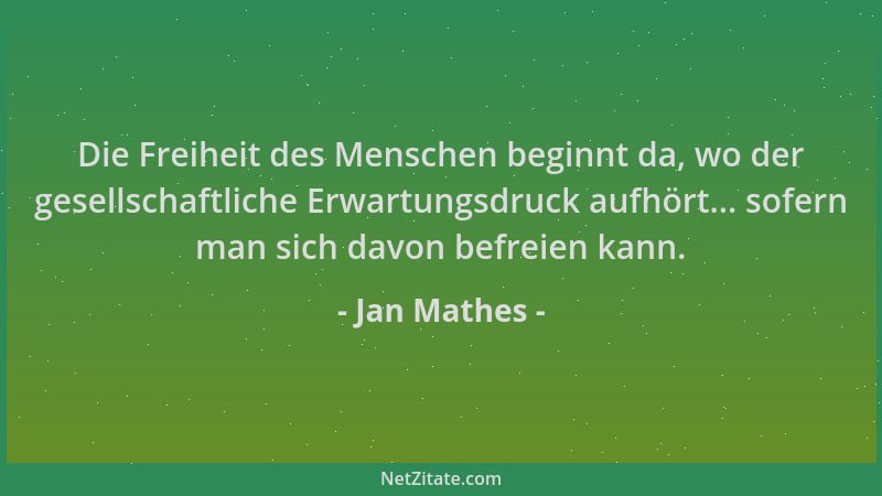Jan Mathes - Die Freiheit des Menschen beginnt da, wo der gesellschaftliche Erwartungsdruck aufhört... sofern man sich davo...