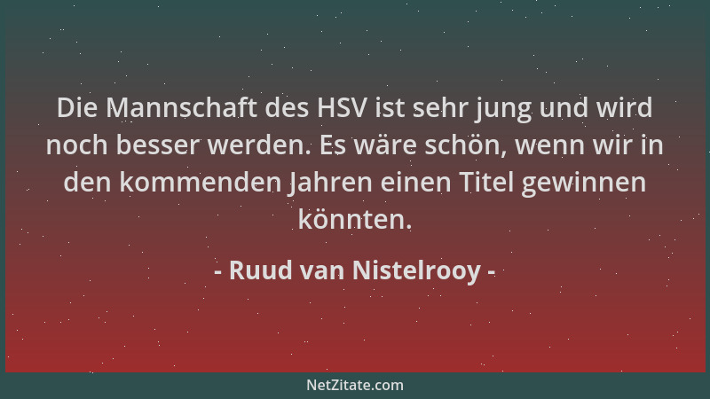 Ruud van Nistelrooy - Die Mannschaft des HSV ist sehr jung und wird noch besser werden. Es wäre schön, wenn wir in den komm...
