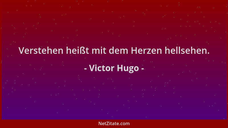 Victor Hugo - Verstehen heißt mit dem Herzen hellsehen....