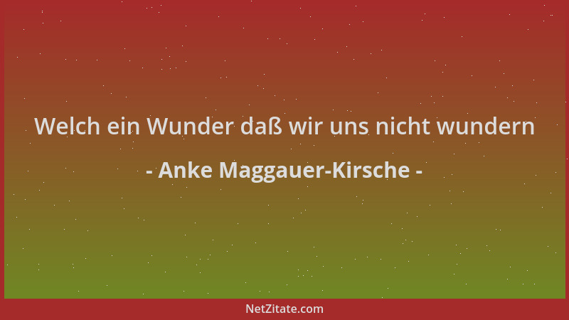 Anke Maggauer-Kirsche - Welch ein Wunder daß wir uns nicht wundern...