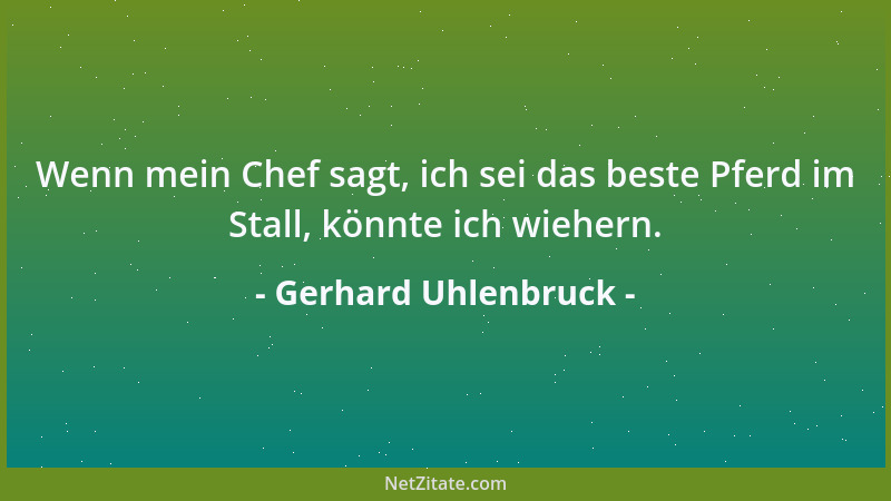 Gerhard Uhlenbruck - Wenn mein Chef sagt, ich sei das beste Pferd im Stall, könnte ich wiehern....