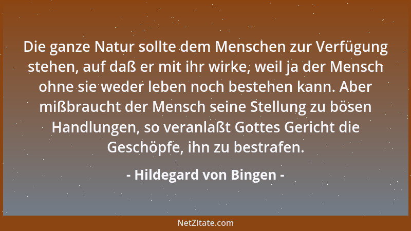 Hildegard von Bingen - Die ganze Natur sollte dem Menschen zur Verfügung stehen, auf daß er mit ihr wirke, weil ja der Mens...