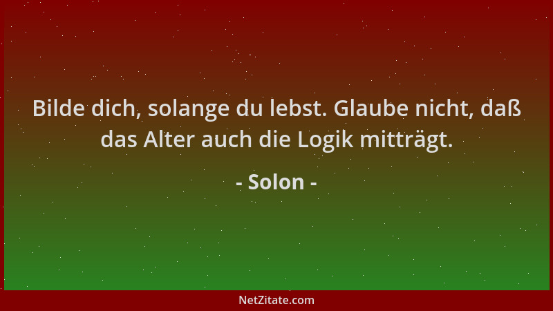 Solon - Bilde dich, solange du lebst. Glaube nicht, daß das Alter auch die Logik mitträgt....