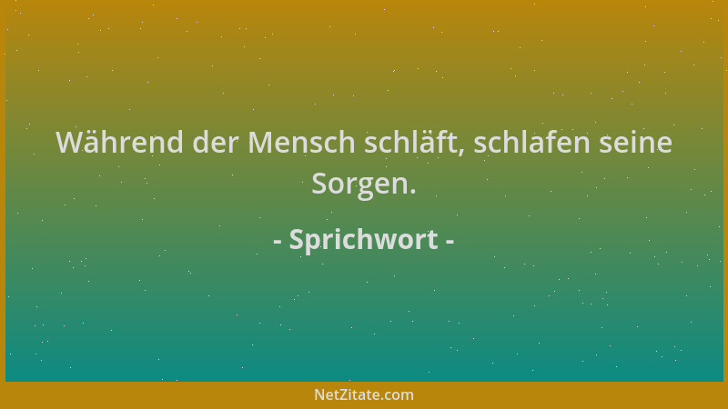 Sprichwort - Während der Mensch schläft, schlafen seine Sorgen....