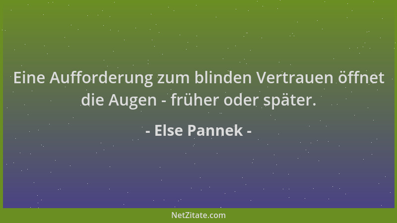 Else Pannek - Eine Aufforderung zum blinden Vertrauen öffnet die Augen - früher oder später....