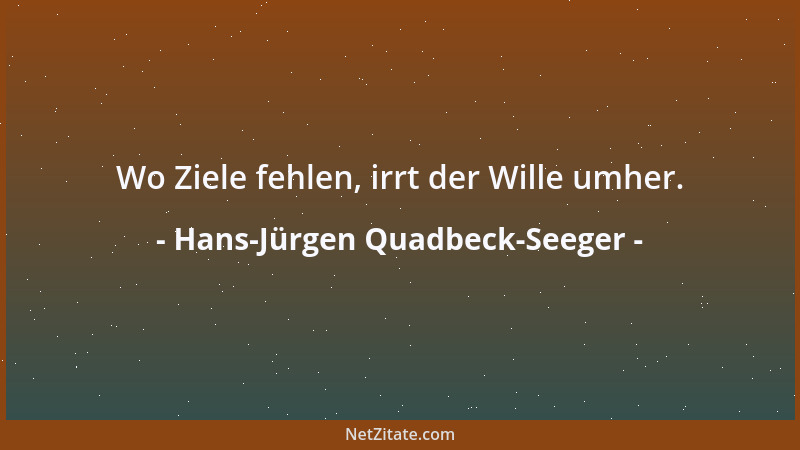 Hans-Jürgen Quadbeck-Seeger - Wo Ziele fehlen, irrt der Wille umher....