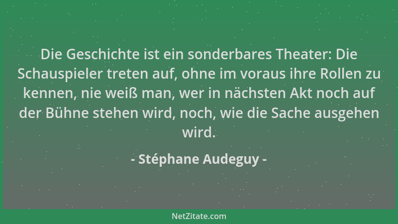 Stéphane Audeguy - Die Geschichte ist ein sonderbares Theater: Die Schauspieler treten auf, ohne im voraus ihre Rollen zu k...