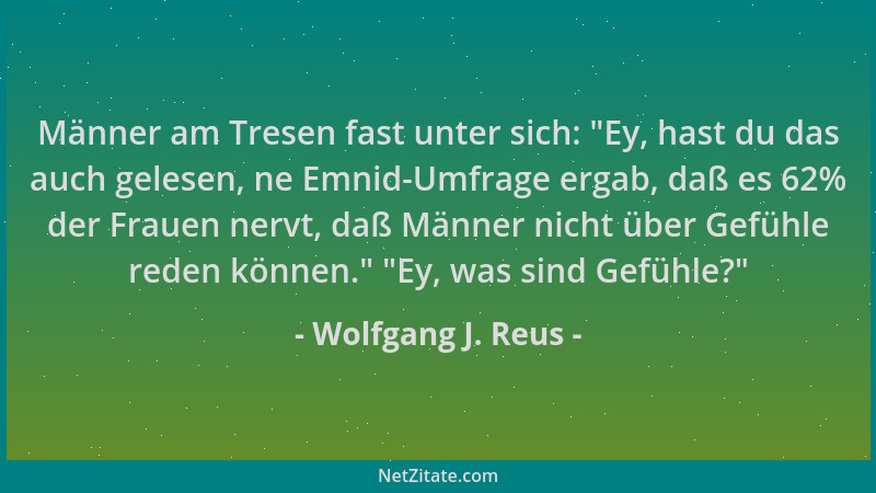 Wolfgang J. Reus - Männer am Tresen fast unter sich:  "Ey, hast du das auch gelesen, ne Emnid-Umfrage ergab, daß es 62% der...