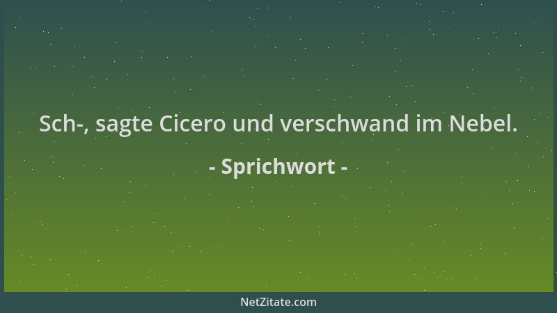 Sprichwort - Sch-, sagte Cicero und verschwand im Nebel....