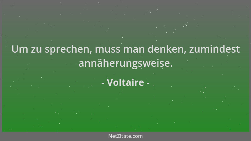 Voltaire - Um zu sprechen, muss man denken, zumindest annäherungsweise....