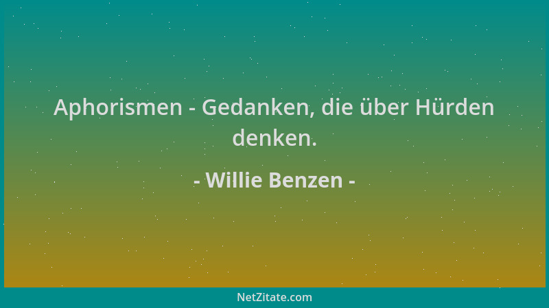 Willie Benzen - Aphorismen - Gedanken, die über Hürden denken....