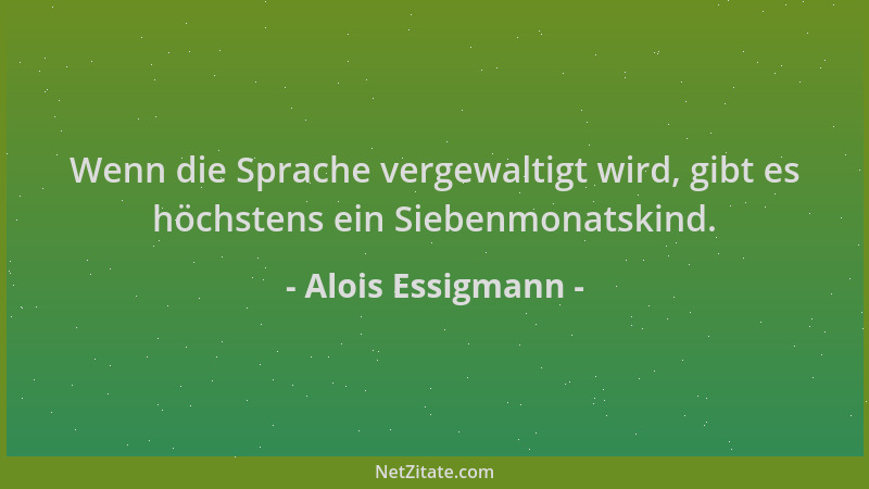 Alois Essigmann - Wenn die Sprache vergewaltigt wird, gibt es höchstens ein Siebenmonatskind....