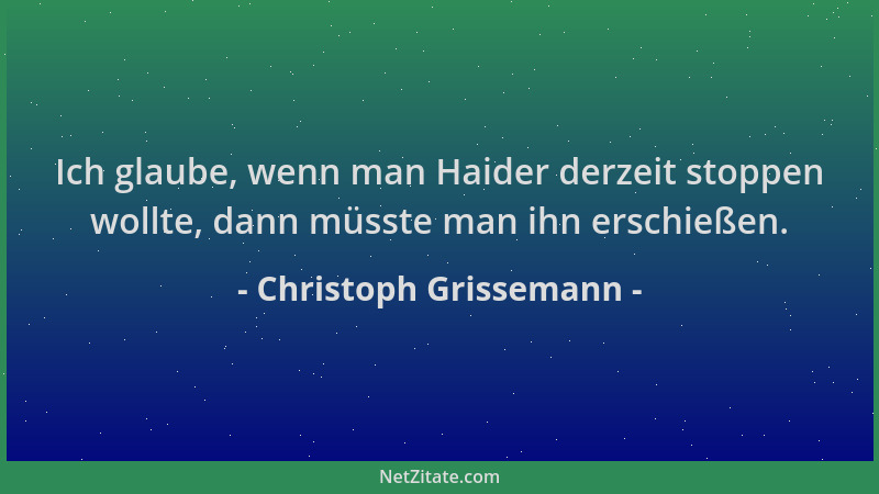 Christoph Grissemann - Ich glaube, wenn man Haider derzeit stoppen wollte, dann müsste man ihn erschießen....
