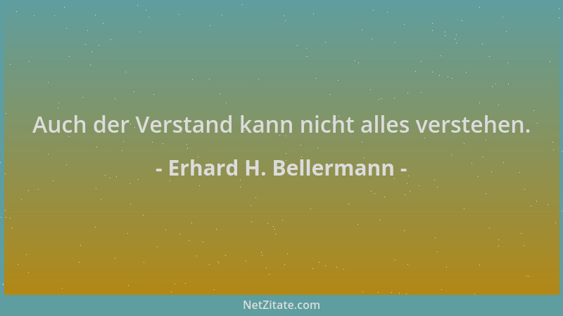 Erhard H. Bellermann - Auch der Verstand kann nicht alles verstehen....