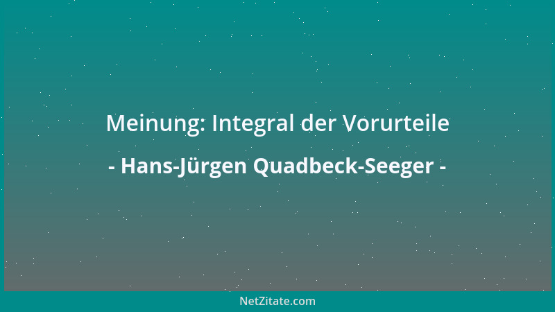 Hans-Jürgen Quadbeck-Seeger - Meinung: Integral der Vorurteile...