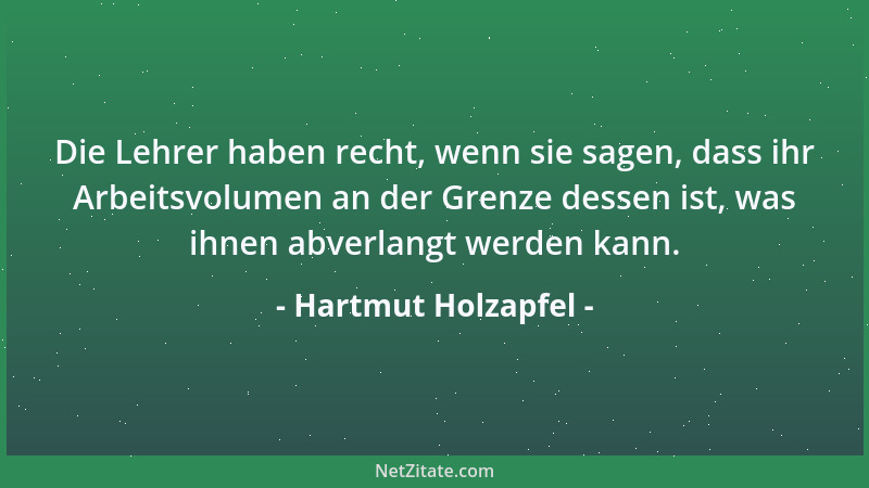 Hartmut Holzapfel - Die Lehrer haben recht, wenn sie sagen, dass ihr Arbeitsvolumen an der Grenze dessen ist, was ihnen abv...