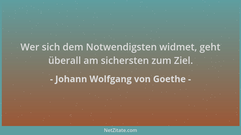 Johann Wolfgang von Goethe - Wer sich dem Notwendigsten widmet, geht überall am sichersten zum Ziel....