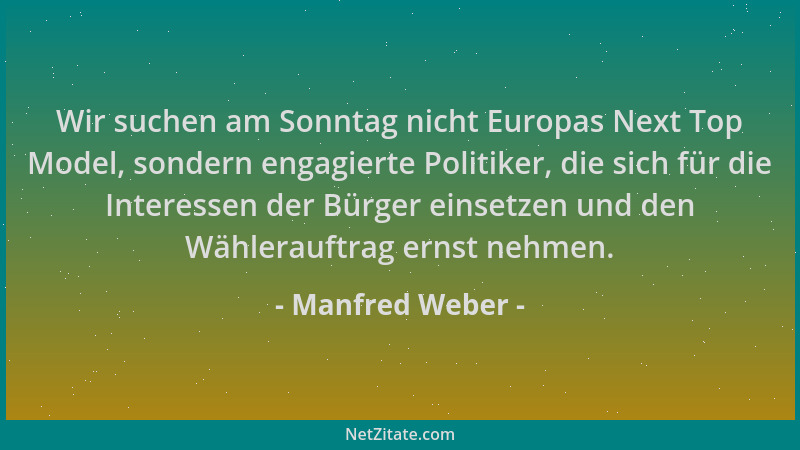 Manfred Weber - Wir suchen am Sonntag nicht Europas Next Top Model, sondern engagierte Politiker, die sich für die Interess...