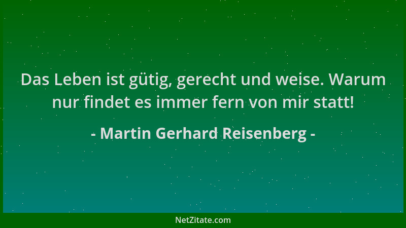 Martin Gerhard Reisenberg - Das Leben ist gütig, gerecht und weise. Warum nur findet es immer fern von mir statt!...
