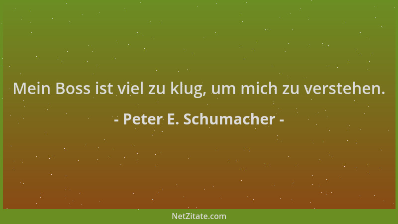 Peter E. Schumacher - Mein Boss ist viel zu klug, um mich zu verstehen....
