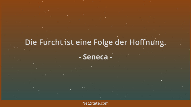 Seneca - Die Furcht ist eine Folge der Hoffnung....