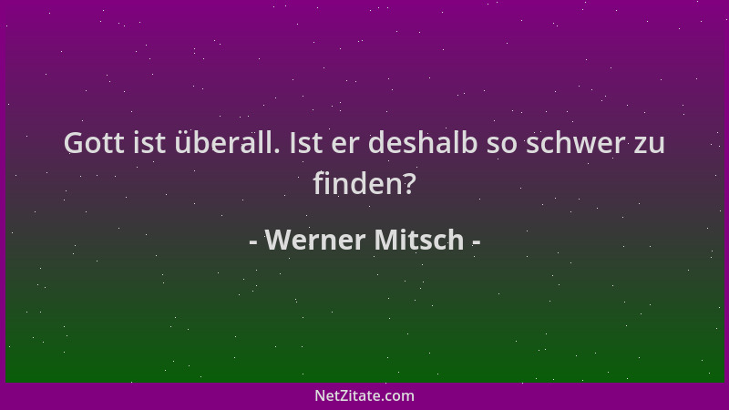 Werner Mitsch - Gott ist überall. Ist er deshalb so schwer zu finden?...
