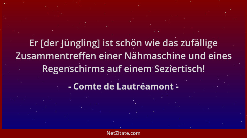 Comte de Lautréamont - Er [der Jüngling] ist schön wie das zufällige Zusammentreffen einer Nähmaschine und eines Regenschir...