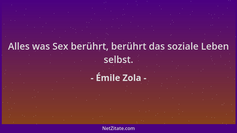 Émile Zola - Alles was Sex berührt, berührt das soziale Leben selbst....