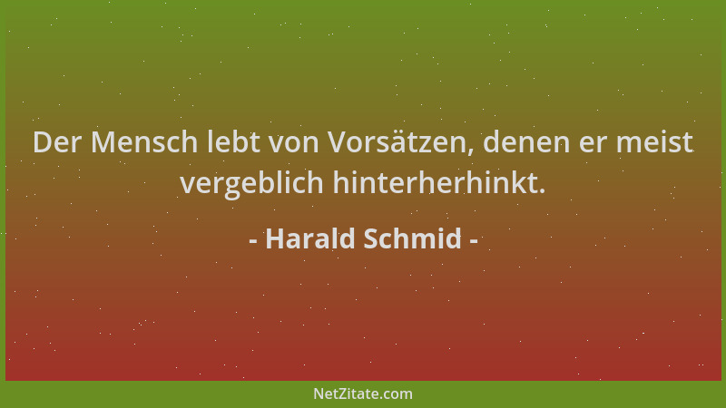 Harald Schmid - Der Mensch lebt von Vorsätzen, denen er meist vergeblich hinterherhinkt....