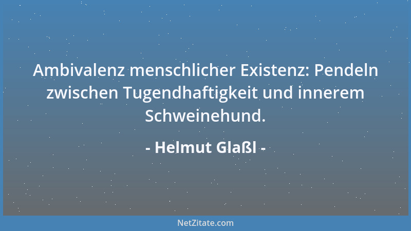 Helmut Glaßl - Ambivalenz menschlicher Existenz: Pendeln zwischen Tugendhaftigkeit und innerem Schweinehund....