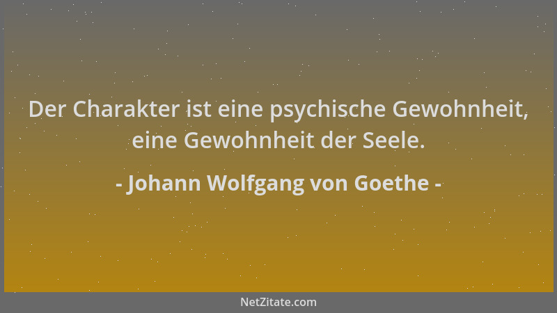 Johann Wolfgang von Goethe - Der Charakter ist eine psychische Gewohnheit, eine Gewohnheit der Seele....
