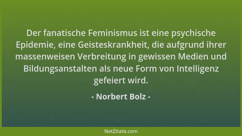 Norbert Bolz - Der fanatische Feminismus ist eine psychische Epidemie, eine Geisteskrankheit, die aufgrund ihrer massenweis...