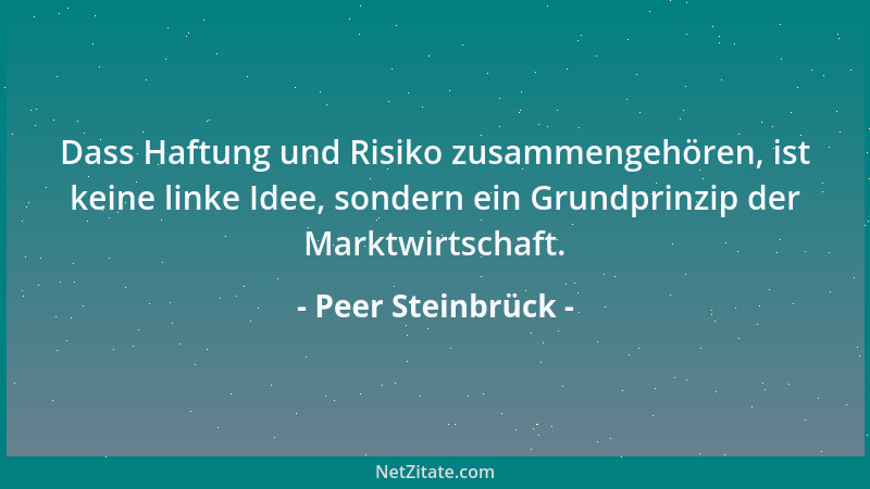 Peer Steinbrück - Dass Haftung und Risiko zusammengehören, ist keine linke Idee, sondern ein Grundprinzip der Marktwirtscha...