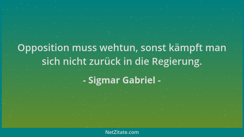 Sigmar Gabriel - Opposition muss wehtun, sonst kämpft man sich nicht zurück in die Regierung....