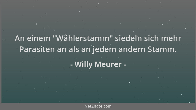 Willy Meurer - An einem  "Wählerstamm " siedeln sich mehr Parasiten an als an jedem andern Stamm....
