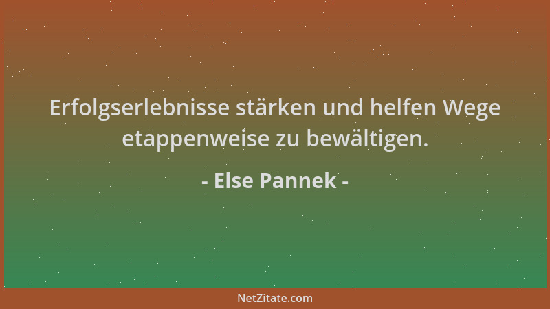 Else Pannek - Erfolgserlebnisse stärken und helfen Wege etappenweise zu bewältigen....
