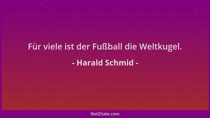 Harald Schmid - Für viele ist der Fußball die Weltkugel....