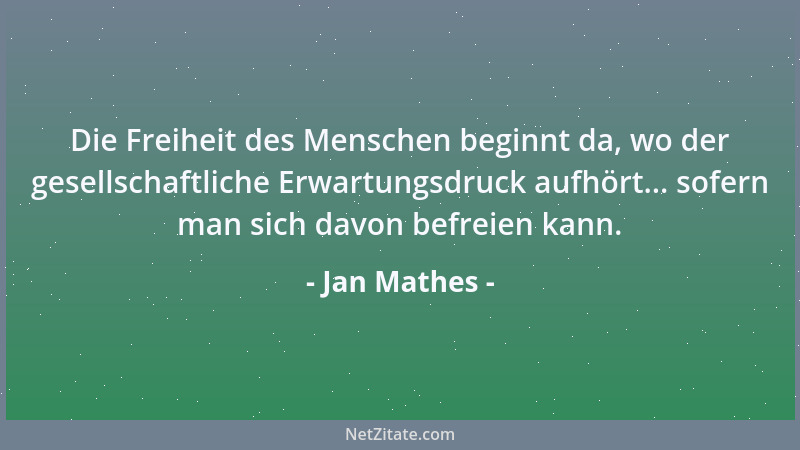 Jan Mathes - Die Freiheit des Menschen beginnt da, wo der gesellschaftliche Erwartungsdruck aufhört... sofern man sich davo...