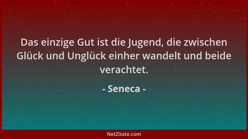Seneca - Das einzige Gut ist die Jugend, die zwischen Glück und Unglück einher wandelt und beide verachtet....