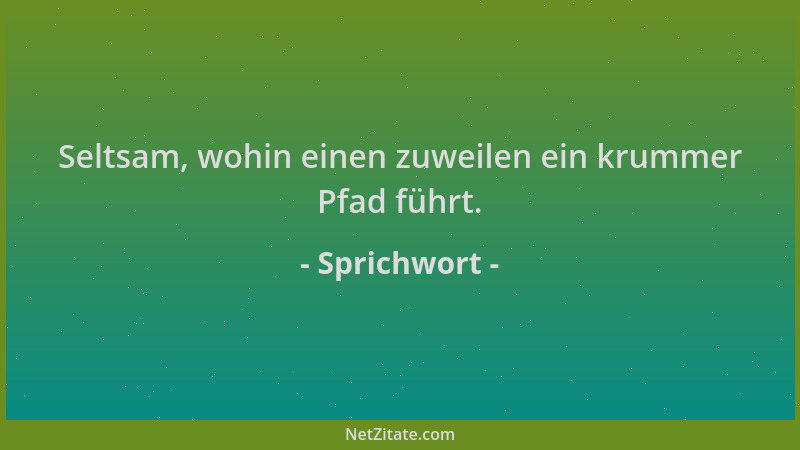 Sprichwort - Seltsam, wohin einen zuweilen ein krummer Pfad führt....