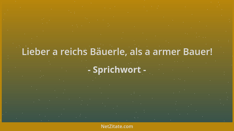 Sprichwort - Lieber a reichs Bäuerle, als a armer Bauer!...