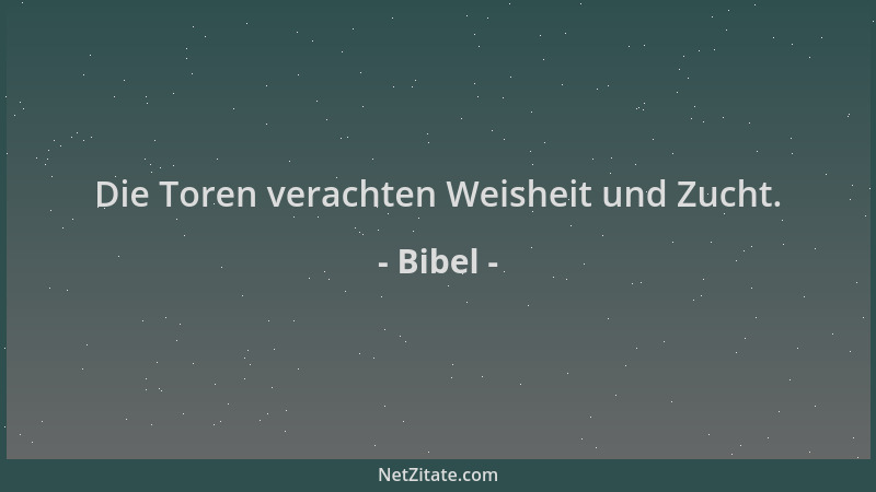 Bibel - Die Toren verachten Weisheit und Zucht....