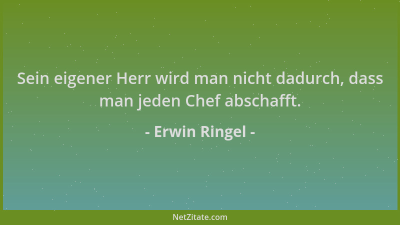 Erwin Ringel - Sein eigener Herr wird man nicht dadurch, dass man jeden Chef abschafft....